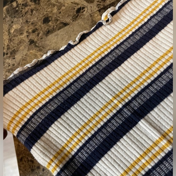 Charlotte Russe Ruffled Striped Top in Navy, White, and Yellow - Picture 5 of 5